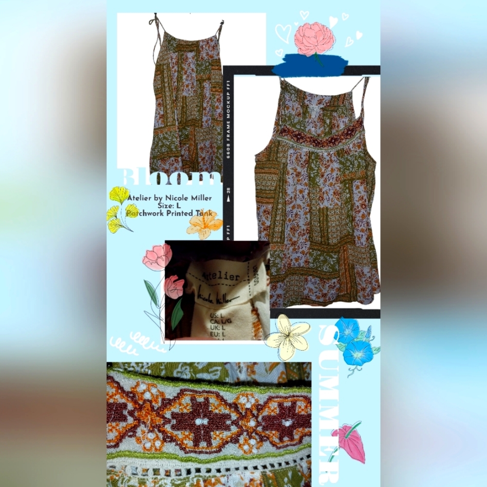 Artemir Boho Patchwork Print Summer Top Large